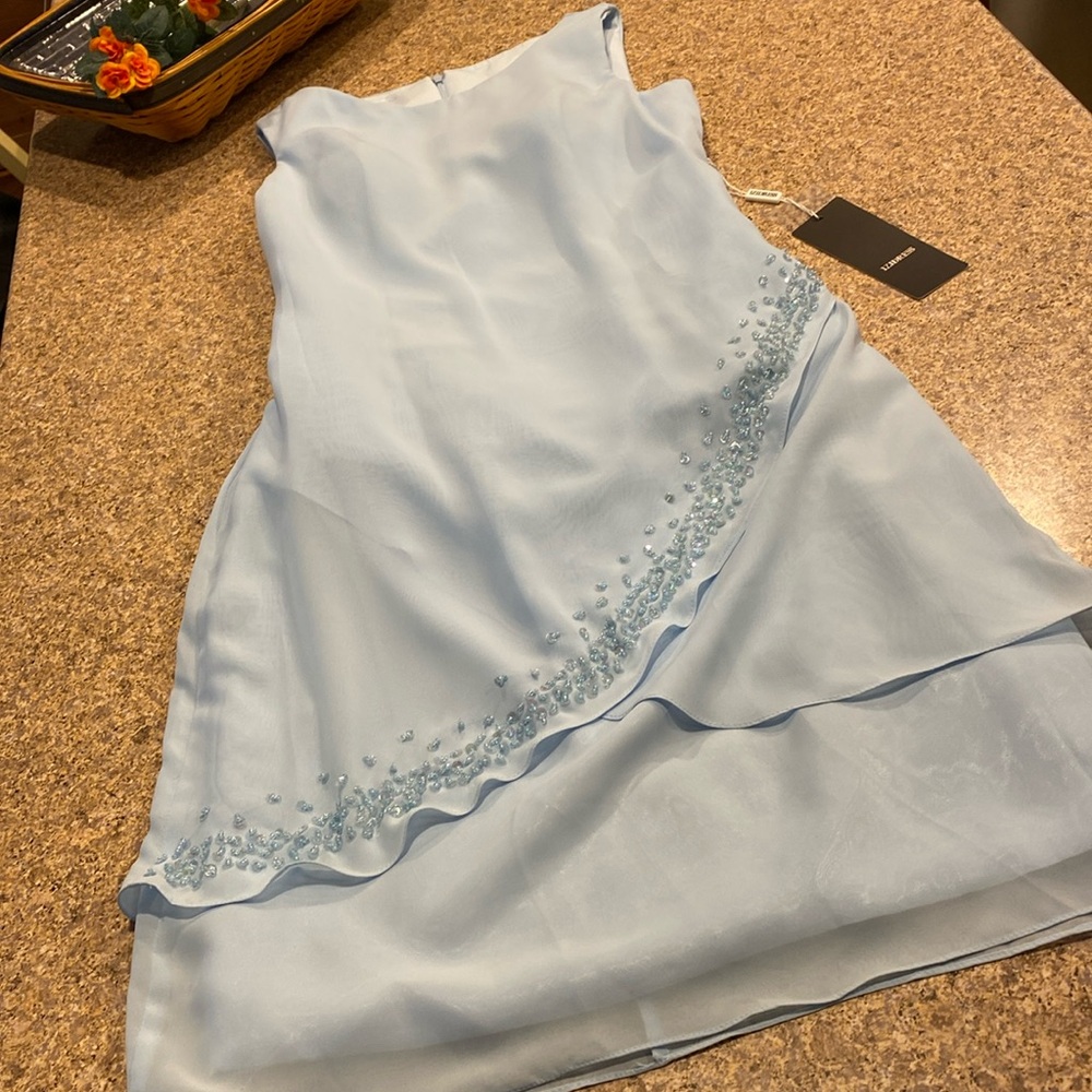 NWT Izidress Blue Sequins Mother of Bride Dress No Size Care Tags Imperfections